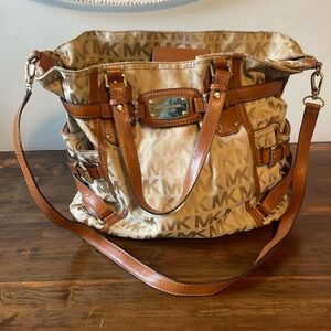 Michael Kors handbag tan/brown with logo printed all over